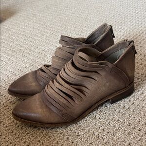 Free People Brown Strappy Ankle Booties